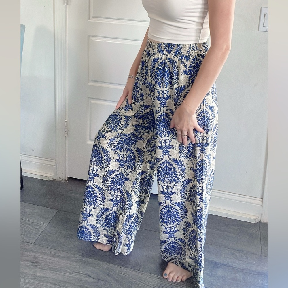 011 Boho Damask Print stretchy waist Trouser Pants - Picture 12 of 12